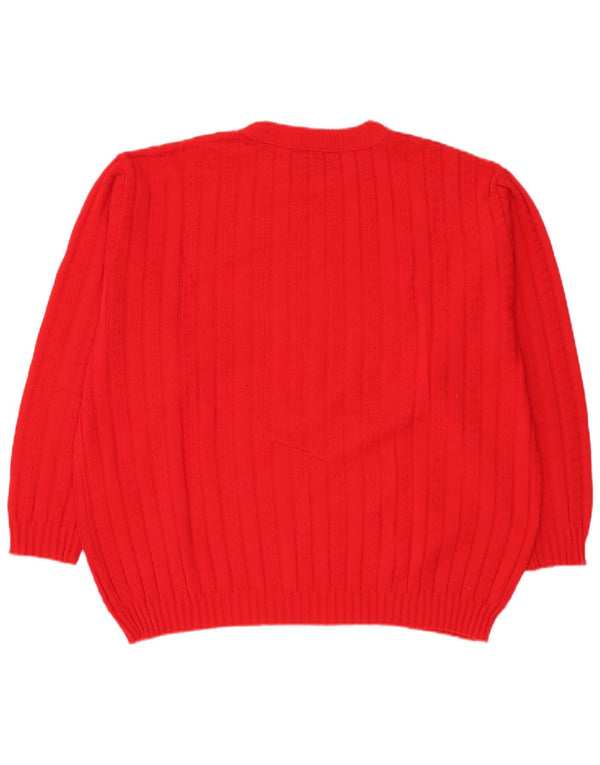 Vintage Mens Crew Neck Jumper Sweater IT 58 3XL Red Polyacrylic