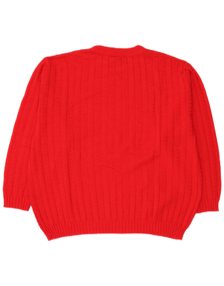 Vintage Mens Crew Neck Jumper Sweater IT 58 3XL Red Polyacrylic