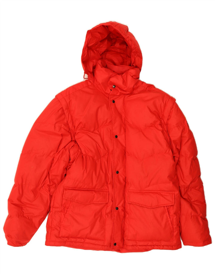 VINTAGE Mens Hooded Padded Jacket UK 40 Large Red Polyester Vintage Vintage and Second-Hand Vintage from Messina Hembry 