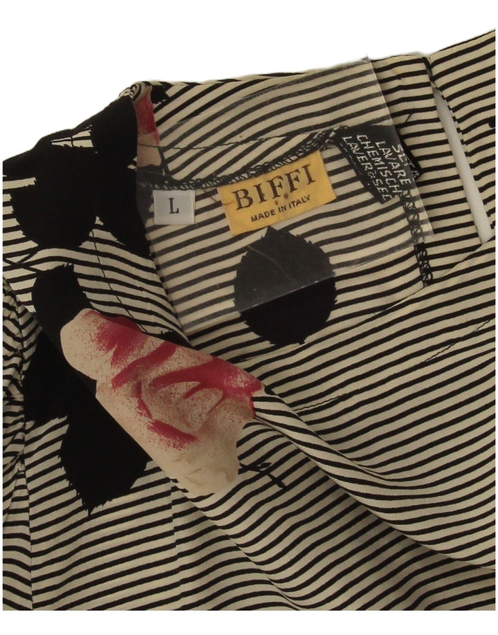 Biffi Womens Long Sleeve Blouse Top UK 16 Large Grey Floral Silk