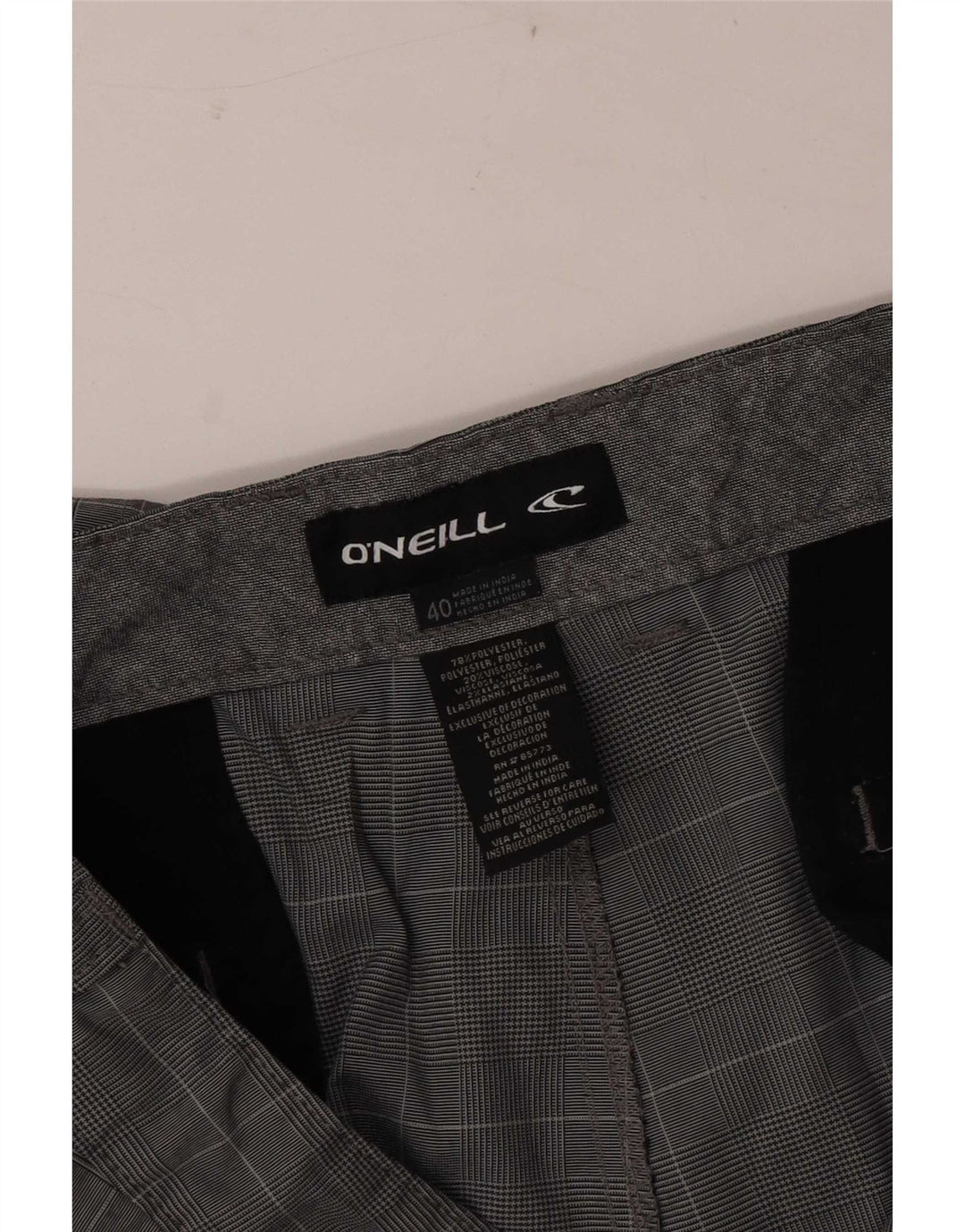 O'Neill Mens Chino Shorts W40 XL Grey Check Polyester