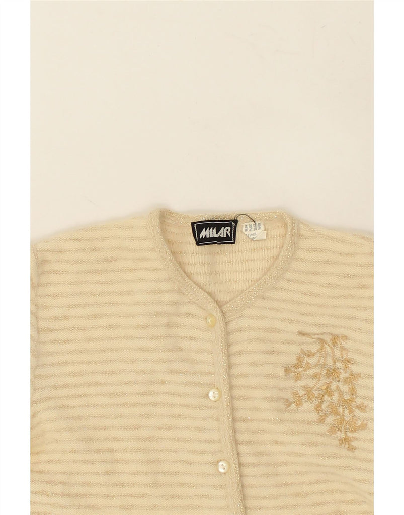 MILAR Womens Cardigan Sweater UK 10 Small Beige Angora | Vintage MILAR | Thrift | Second-Hand MILAR | Used Clothing | Messina Hembry 