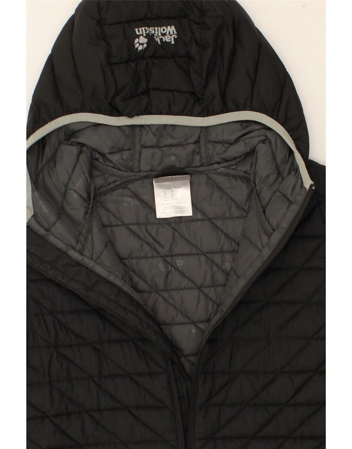 JACK WOLFSKIN Womens Hooded Padded Coat UK 8 Small  Black Polyamide Vintage Jack Wolfskin and Second-Hand Jack Wolfskin from Messina Hembry 