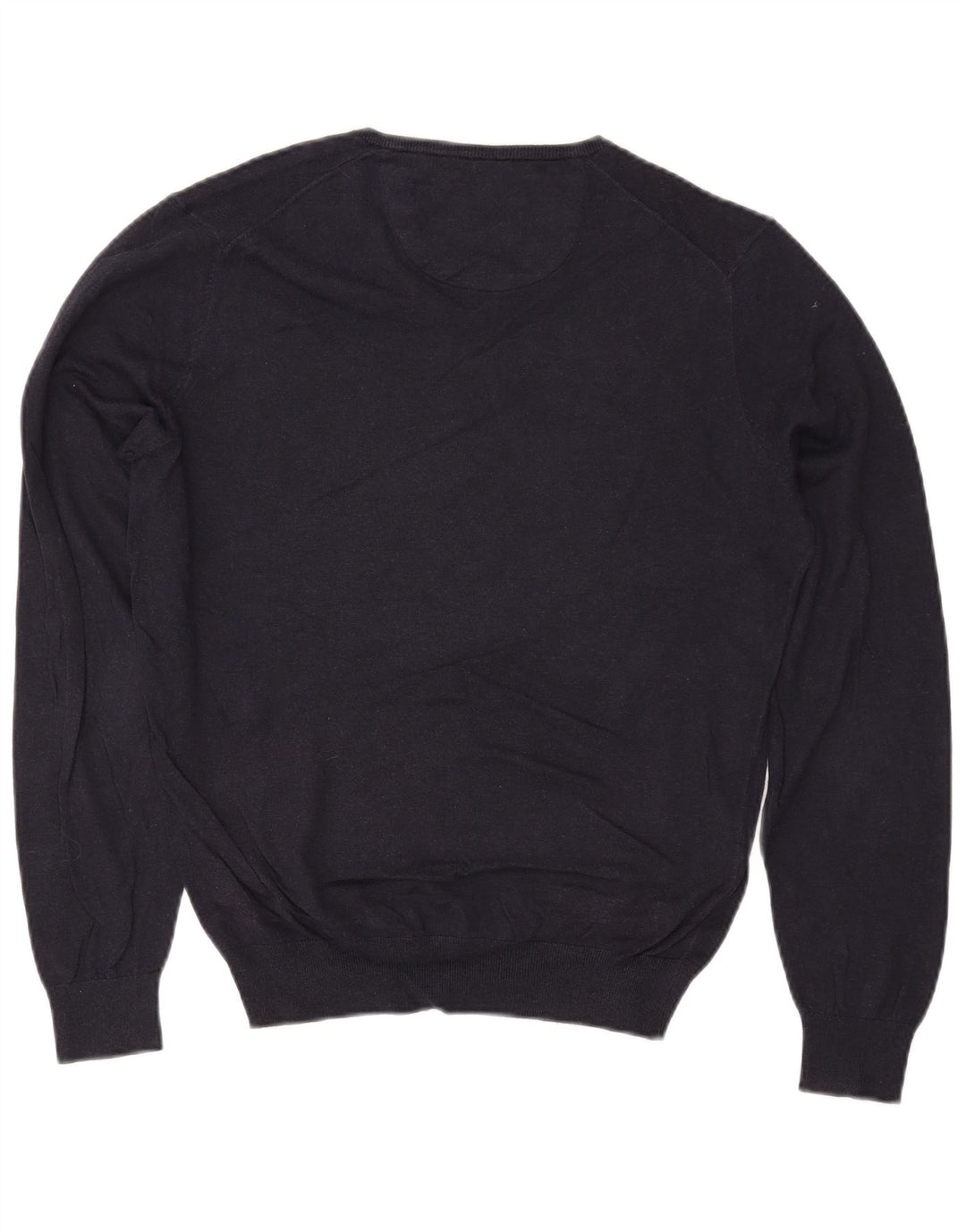 MASSIMO DUTTI Womens Oversized V-Neck Jumper Sweater UK 10 Small Navy Blue