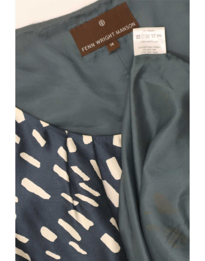 Fenn Wright Manson Womens Sheath Dress UK 14 Medium Blue Geometric Silk