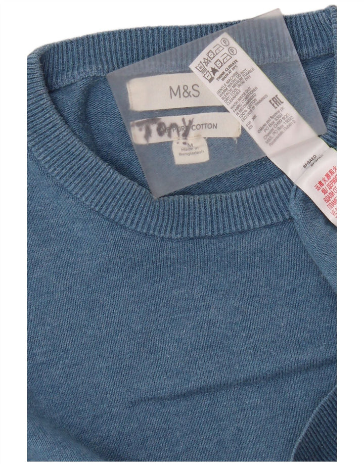 Marks & Spencer Mens Crew Neck Jumper Sweater Medium Blue Cotton