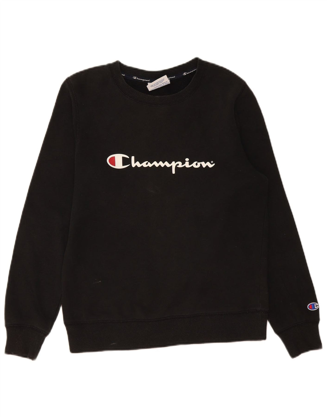 Champion Mens Graphic Sweatshirt Jumper Small Black Cotton