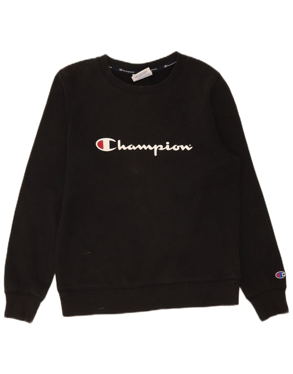 Champion Mens Graphic Sweatshirt Jumper Small Black Cotton