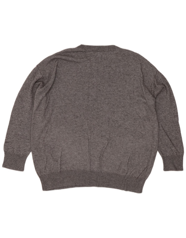Massimo Dutti Mens Loose Fit Crew Neck Jumper Sweater Small Grey Viscose
