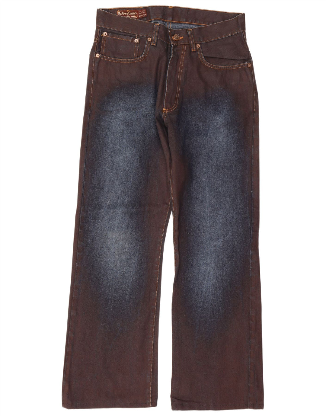 Marlboro Classics Mens Bootcut Jeans W30 L29 Brown Colourblock Cotton