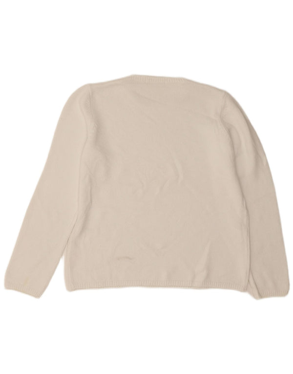 Marks & Spencer Womens Crew Neck Jumper Sweater UK 16 Large White Cotton