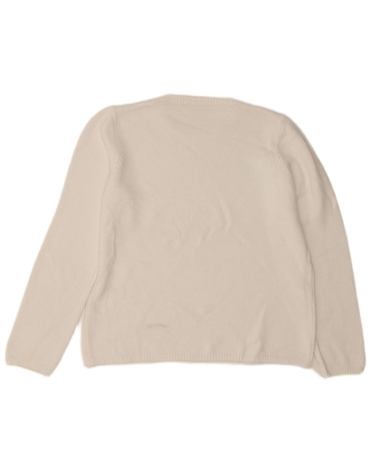 Marks & Spencer Womens Crew Neck Jumper Sweater UK 16 Large White Cotton