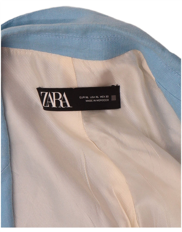 Zara Womens Open Blazer Jacket UK 18 XL Blue
