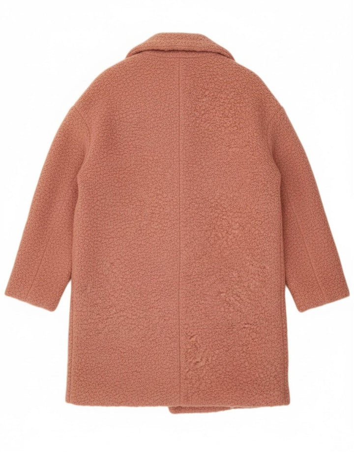 Topshop Womens Oversized Double Breasted Coat UK 10 Small Pink Wool