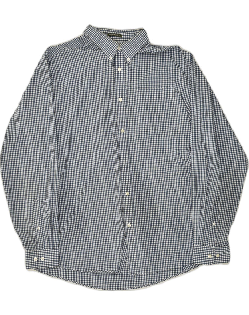 EDDIE BAUER Mens Wrinkle Resistant Relaxed Fit Shirt XL Navy Blue Gingham | Vintage Eddie Bauer | Thrift | Second-Hand Eddie Bauer | Used Clothing | Messina Hembry 