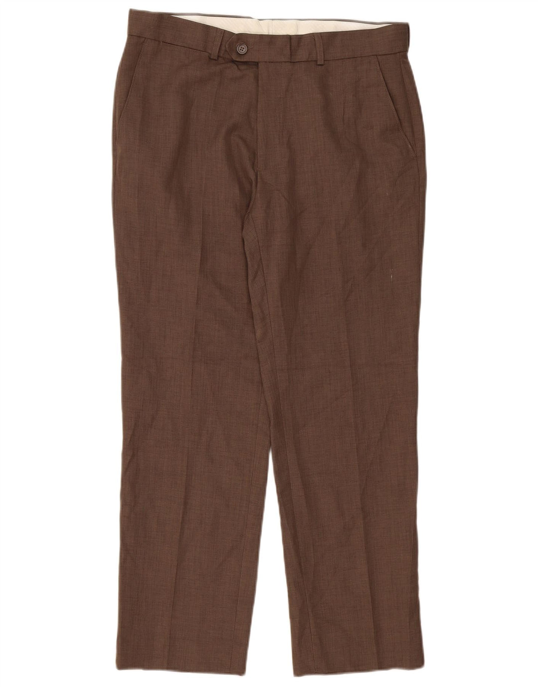 James Pringle Mens Straight Suit Trousers W34 L29 Brown Polyester