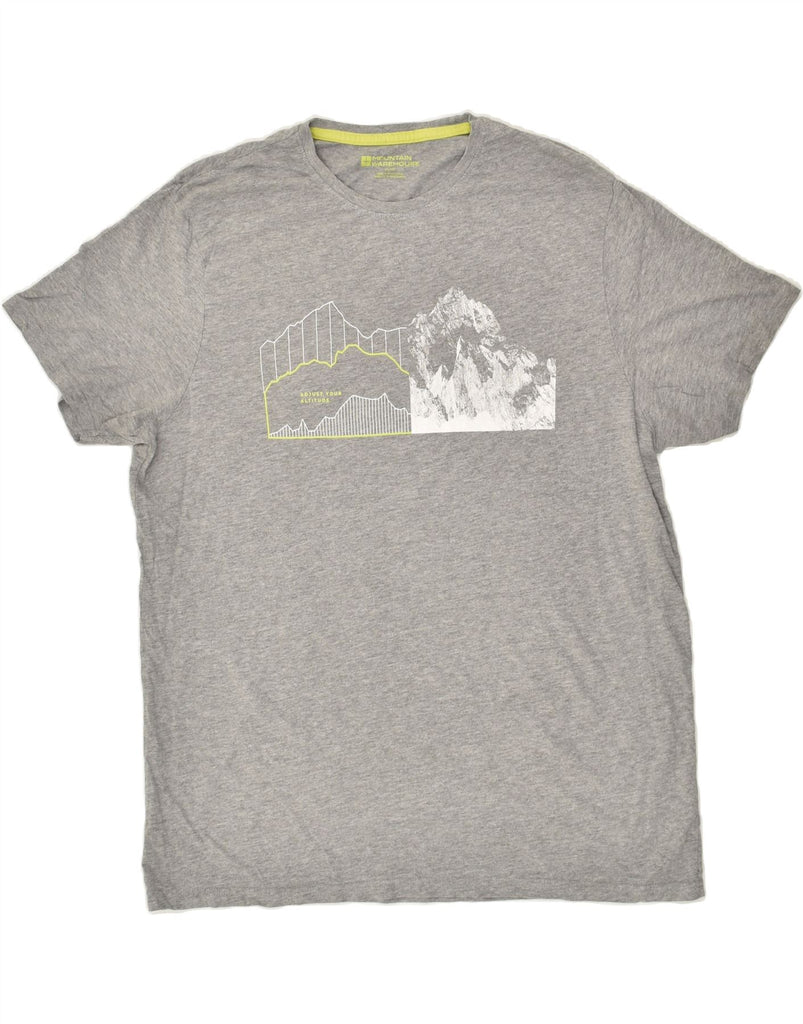 MOUNTAIN WAREHOUSE Mens Graphic T-Shirt Top XL Grey Cotton | Vintage Mountain Warehouse | Thrift | Second-Hand Mountain Warehouse | Used Clothing | Messina Hembry 