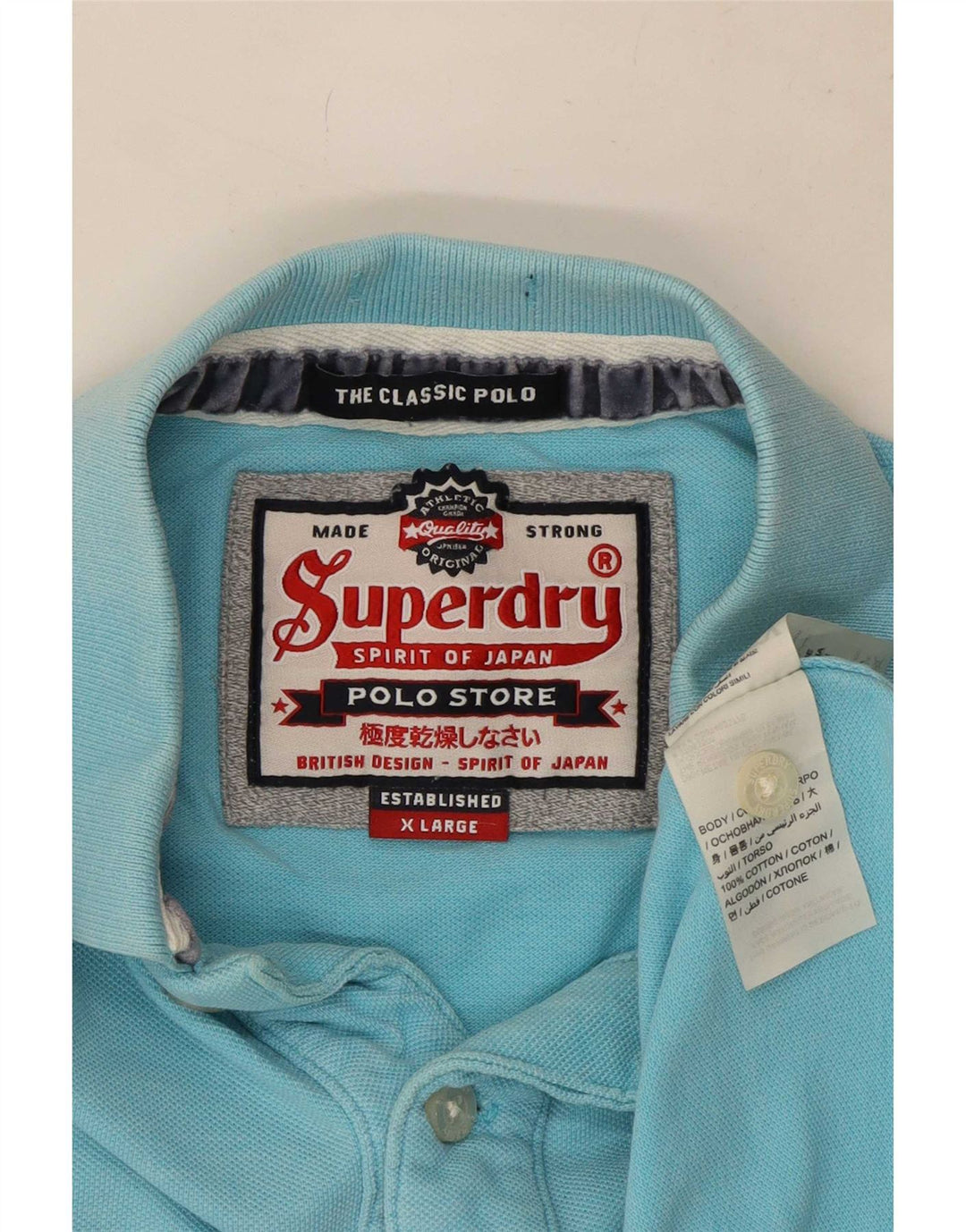 Superdry Mens Graphic Polo Shirt XL Blue Cotton