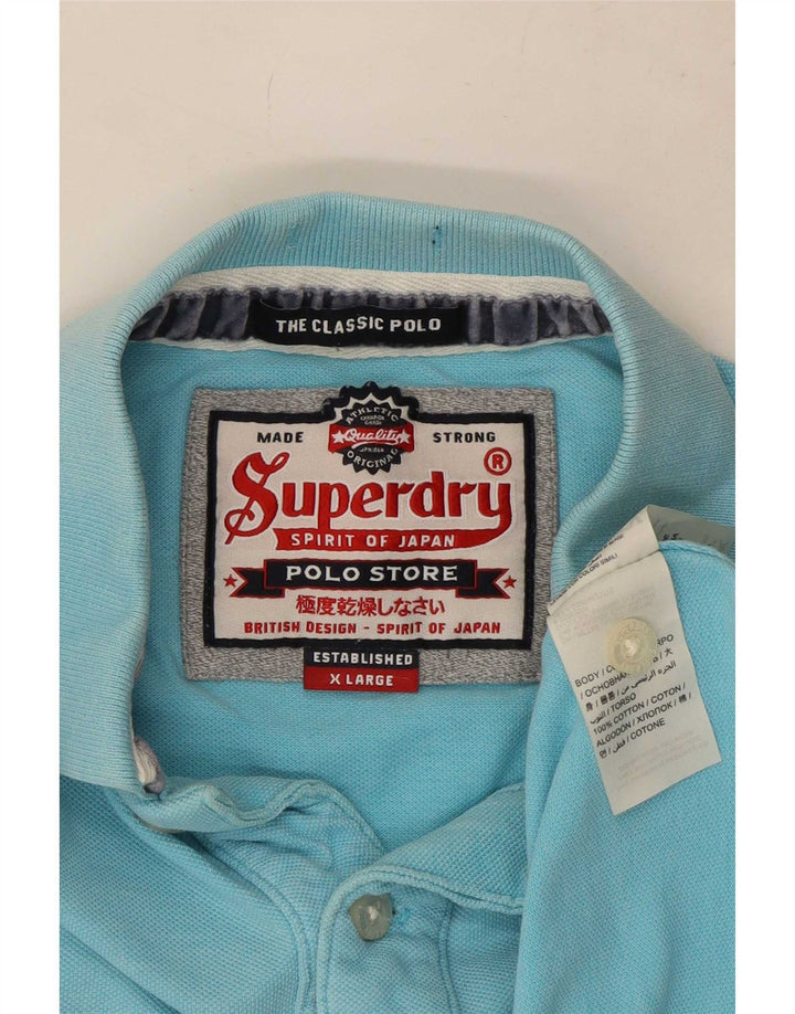 Superdry Mens Graphic Polo Shirt XL Blue Cotton