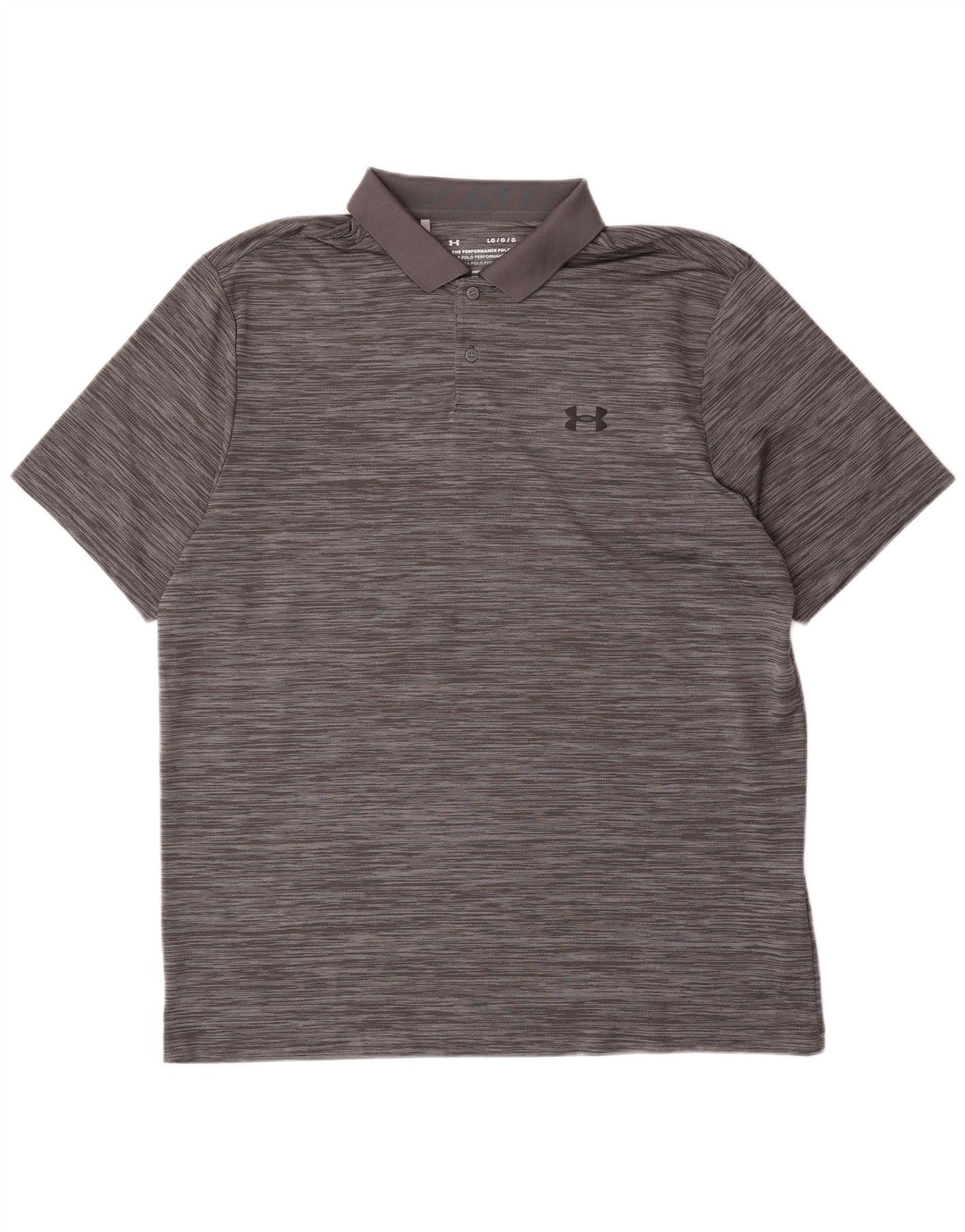 Under Armour Mens Polo Shirt Large Grey Pinstripe Polyester