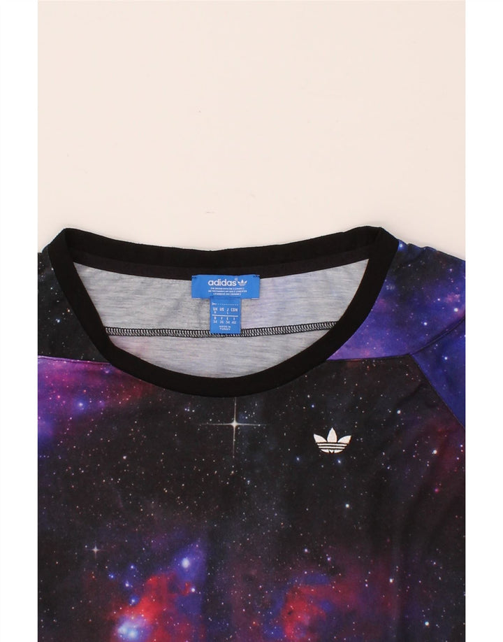 ADIDAS Womens Graphic T-Shirt Top UK 8 Small  Black Tie Dye Polyester Vintage Adidas and Second-Hand Adidas from Messina Hembry 