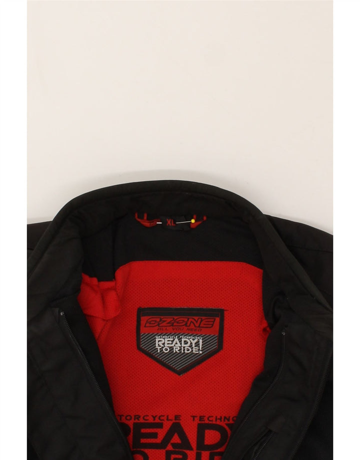 OZONE Mens Motorcycle Biker Jacket UK 42 XL Black Polyester Vintage Ozone and Second-Hand Ozone from Messina Hembry 