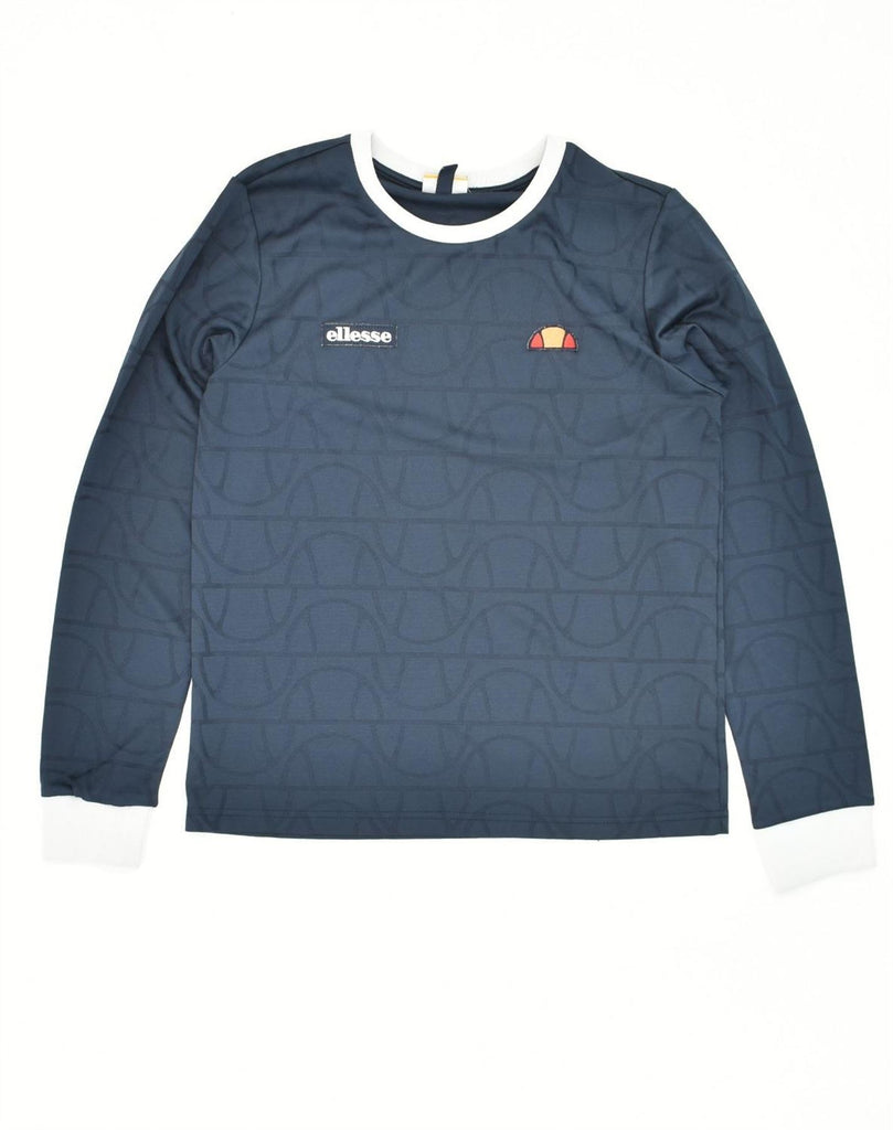 ELLESSE Womens Top Long Sleeve UK 10 Small Navy Blue Polyester | Vintage Ellesse | Thrift | Second-Hand Ellesse | Used Clothing | Messina Hembry 