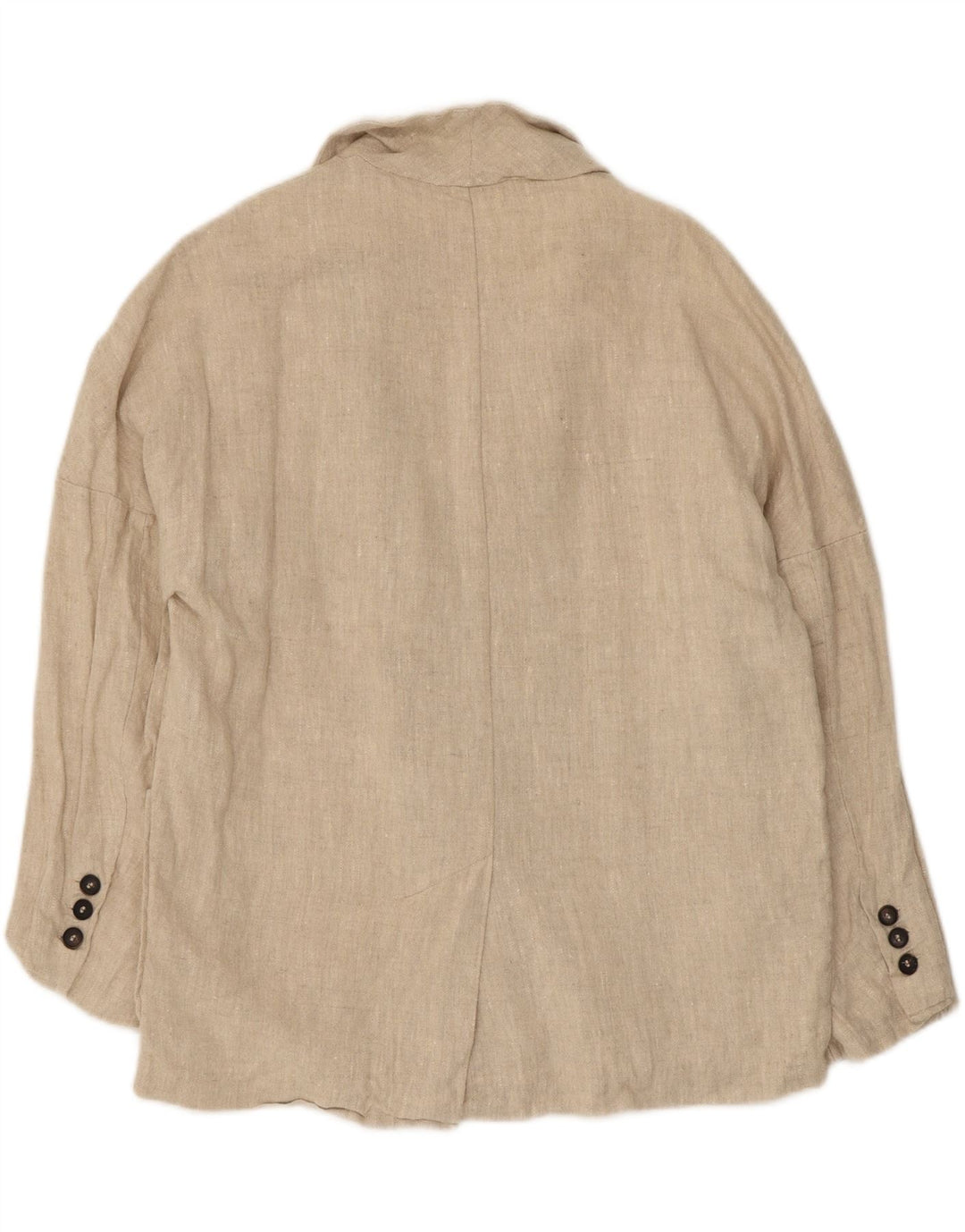 Zara Womens Oversized Double Breasted Blazer Jacket UK 10 Small Beige Linen