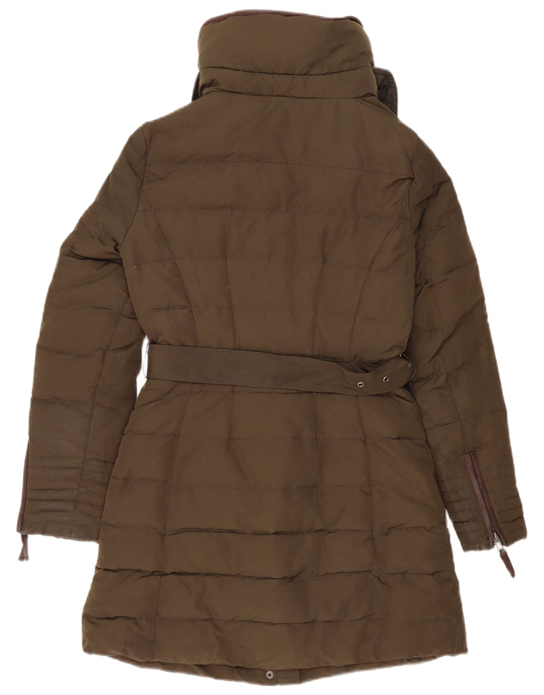 Zara Womens Padded Coat UK 10 Small Khaki Acrylic