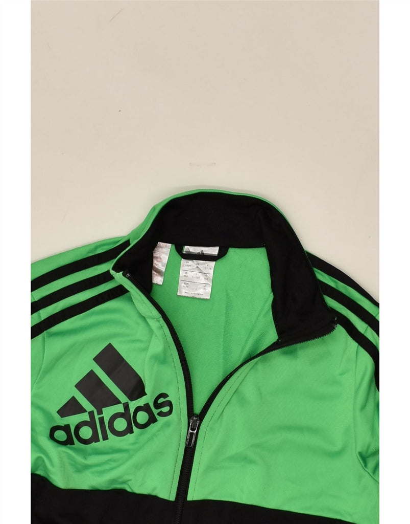 ADIDAS Boys Tracksuit Top Jacket 11-12 Years Green Colourblock Polyester | Vintage Adidas | Thrift | Second-Hand Adidas | Used Clothing | Messina Hembry 