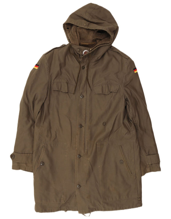 Vintage Mens Military Hooded Sherpa Parka Jacket UK 38 Medium Khaki