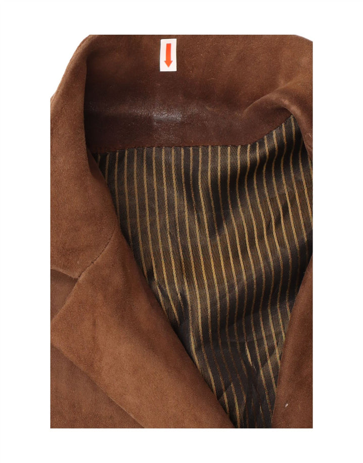 Vintage Womens Suede Jacket UK 12 Medium Brown