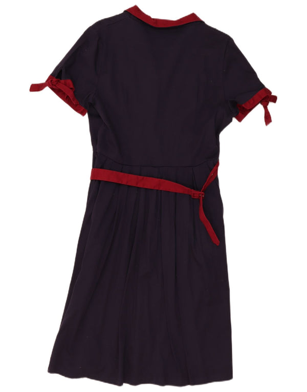 Lindy bop Womens A-Line Dress UK 14 Large Navy Blue Cotton