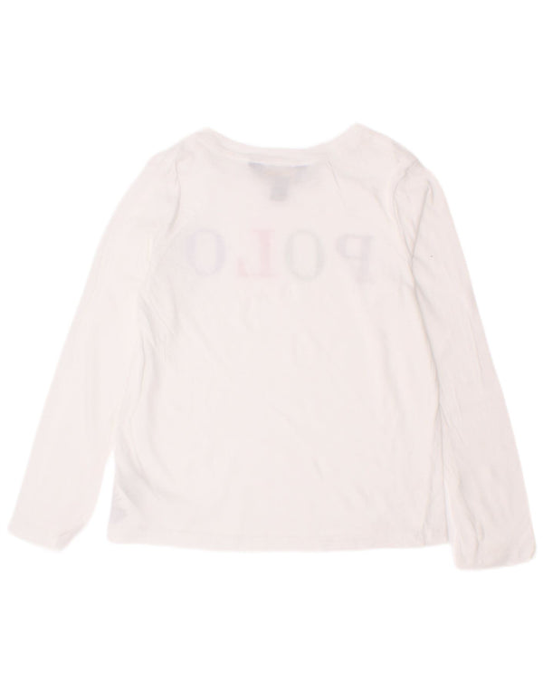 Polo Ralph Lauren Girls Graphic Top Long Sleeve 5-6 Years White Cotton