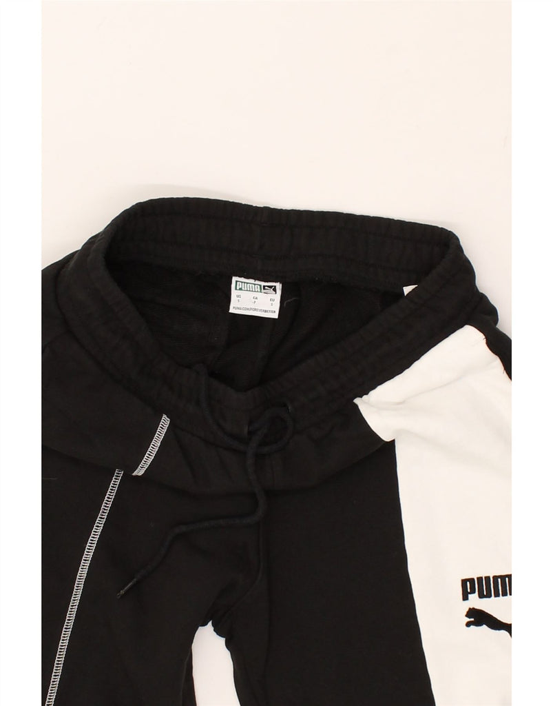 PUMA Mens Graphic Tracksuit Trousers Joggers Small Black Colourblock | Vintage Puma | Thrift | Second-Hand Puma | Used Clothing | Messina Hembry 