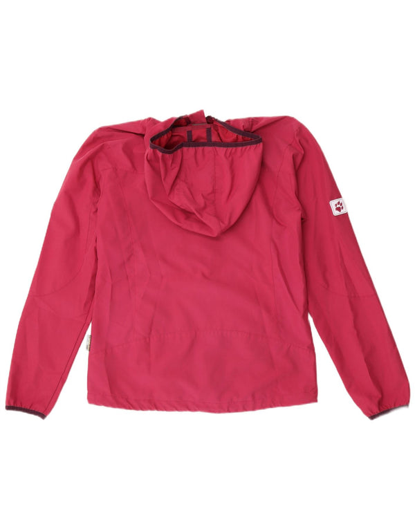 Jack Wolfskin Girls Graphic Hooded Rain Jacket 15-16 Years Pink Floral