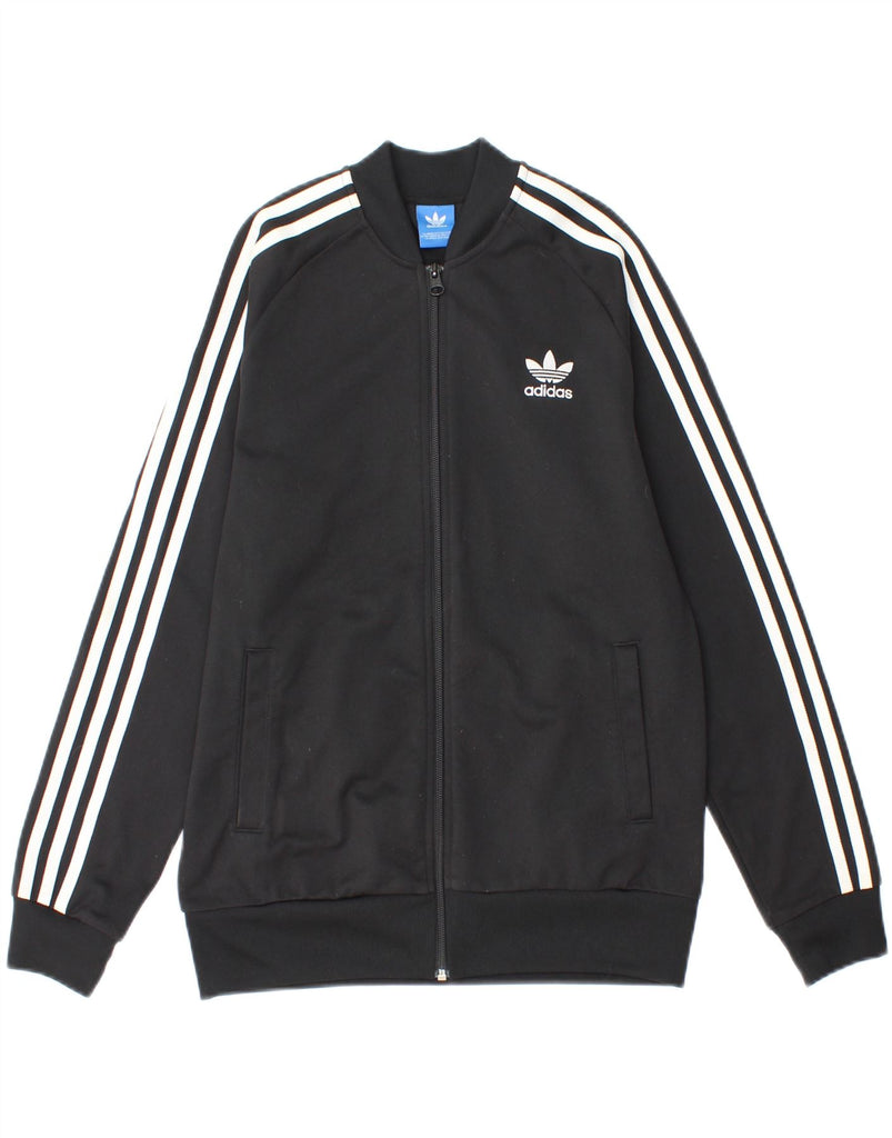 ADIDAS Boys Tracksuit Top Jacket 13-14 Years Black Polyester Vintage Adidas and Second-Hand Adidas from Messina Hembry 