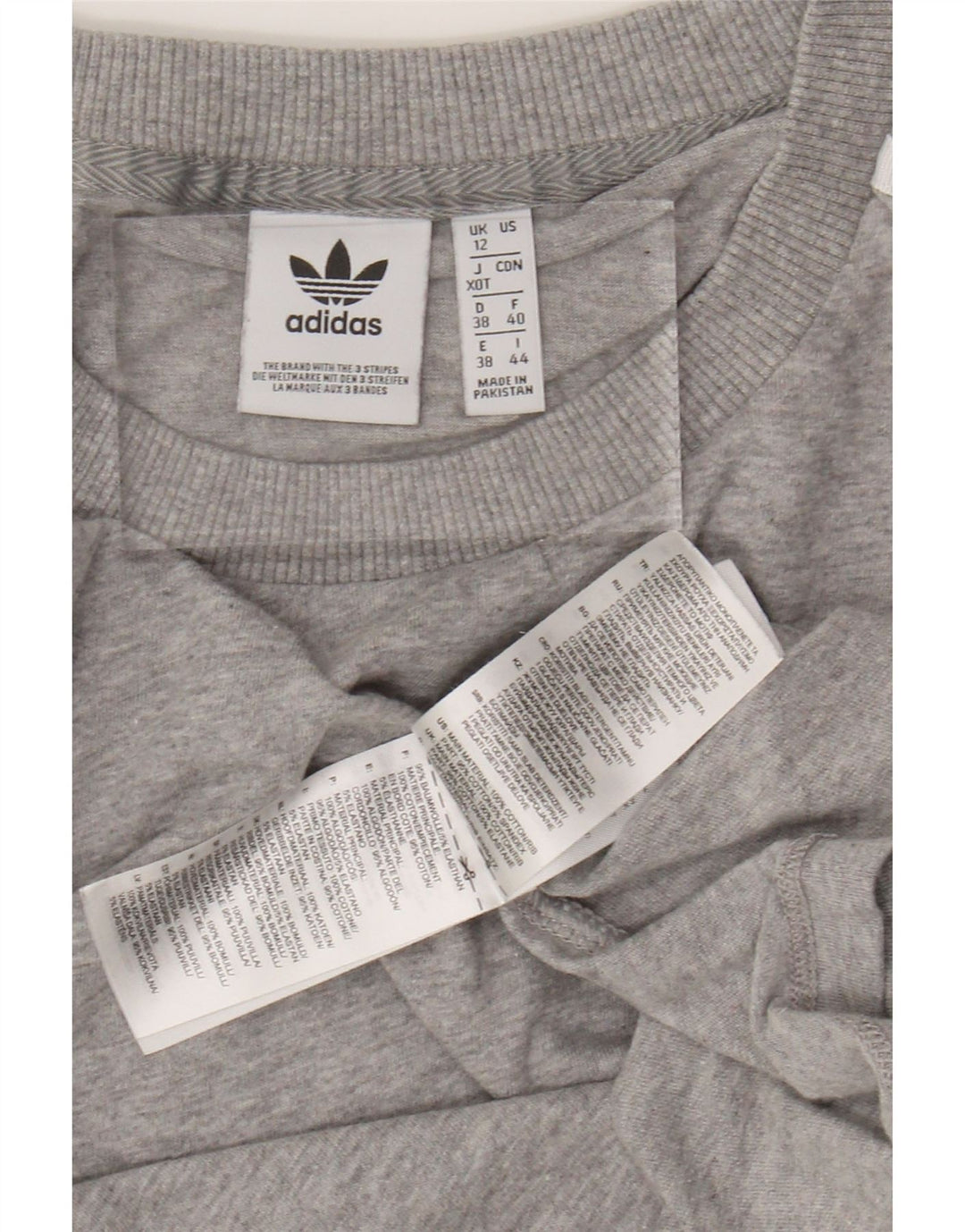 ADIDAS Womens T-Shirt Top UK 12 Medium Grey Flecked Cotton