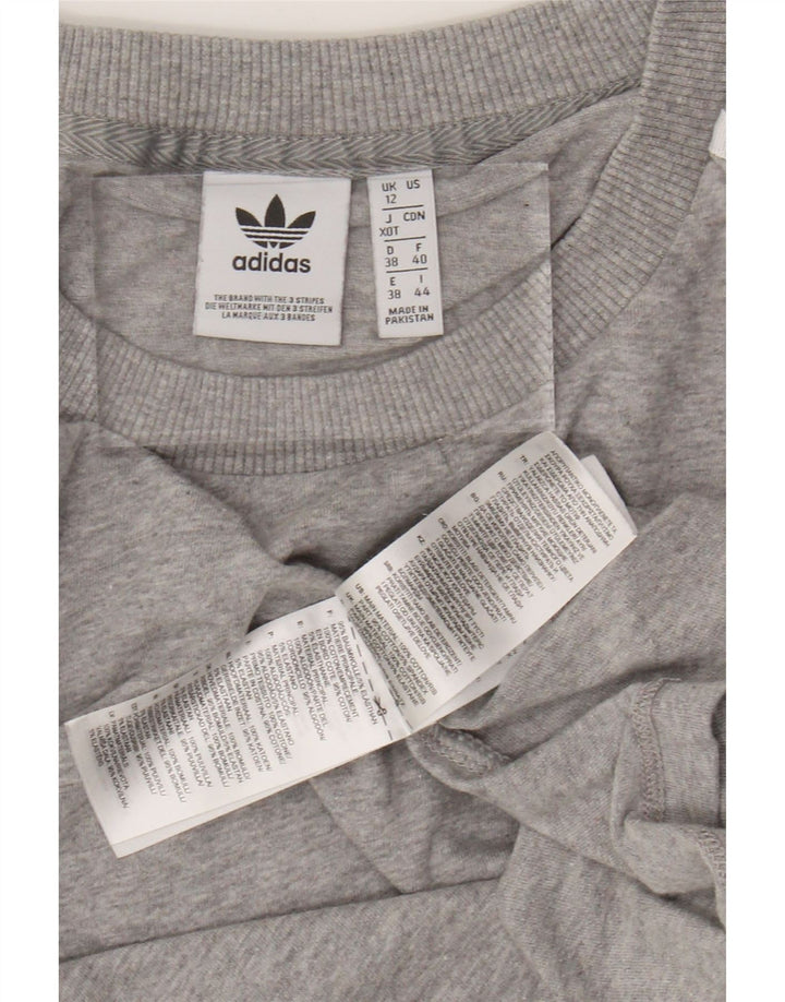 ADIDAS Womens T-Shirt Top UK 12 Medium Grey Flecked Cotton