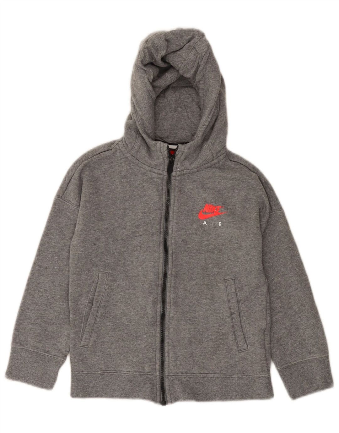 NIKE Girls Air Zip Hoodie Sweater 6-7 Years XS Grey Cotton