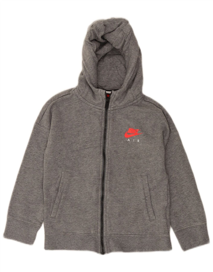 NIKE Girls Air Zip Hoodie Sweater 6-7 Years XS Grey Cotton