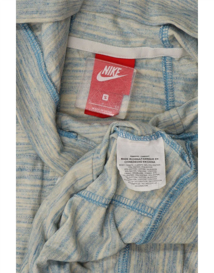 Nike Womens Zip Hoodie Sweater UK 10 Small Blue Flecked Polyester