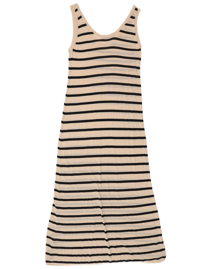 Zara Womens Sundress UK 10 Small Off White Striped Cotton