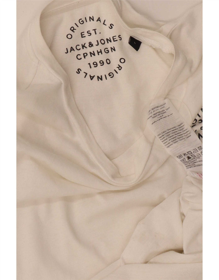Jack & Jones Mens T-Shirt Top Large White Cotton