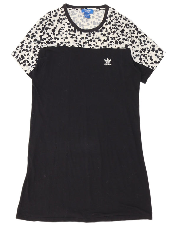 Adidas Womens T-Shirt Dress UK 8 Small Black Animal Print