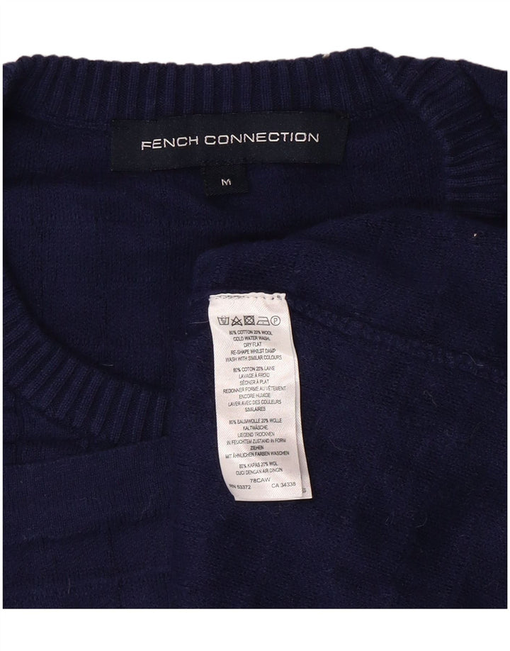 French Connection Womens Crew Neck Jumper Sweater UK 14 Medium Blue Cotton