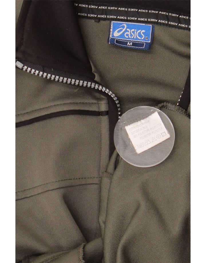 Asics Mens Tracksuit Top Jacket Medium Khaki Polyester