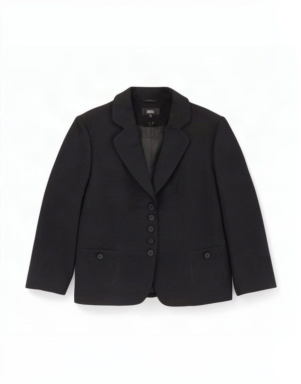 Marks & Spencer Womens 3/4 Sleeve 5 Button Blazer Jacket UK 16 Large Black