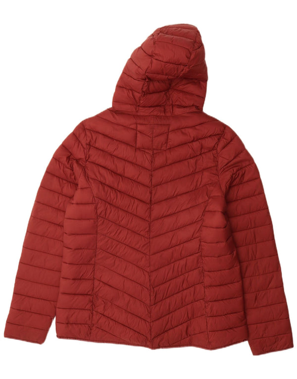 Fat Face Womens Hooded Padded Jacket UK 14 Large Burgundy Nylon