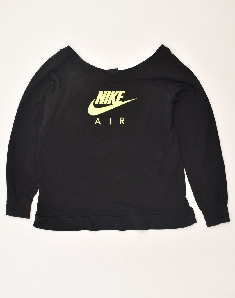 NIKE Womens Graphic Sweatshirt Jumper UK 10 Small Black | Vintage Nike | Thrift | Second-Hand Nike | Used Clothing | Messina Hembry 